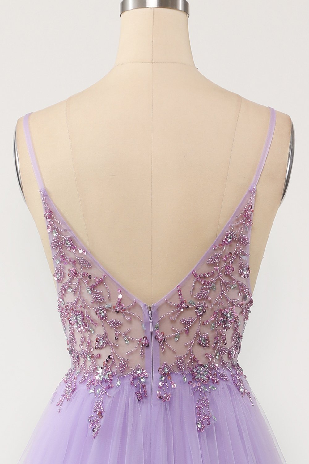 Prom Dress in Light Blue with Beaded Tulle