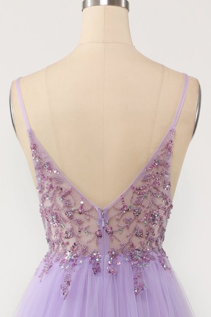 Prom Dress in Light Blue with Beaded Tulle