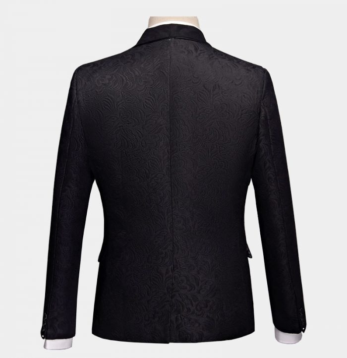 Formal Three-Piece Business Black Men's Suits Jacquard Wedding Suits