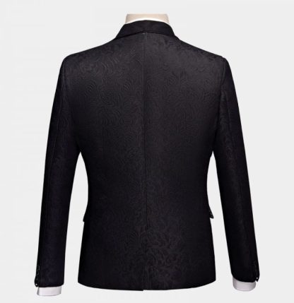 Formal Three-Piece Business Black Men's Suits Jacquard Wedding Suits
