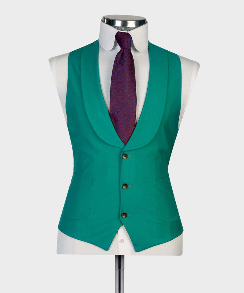Fashion Dominic Green Peaked Lapel Three-Piece Prom Suits