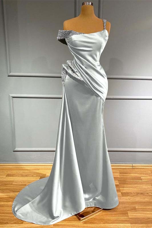 Long Mermaid Off-The-Shoulder Ruffles Evening Dress With Beads