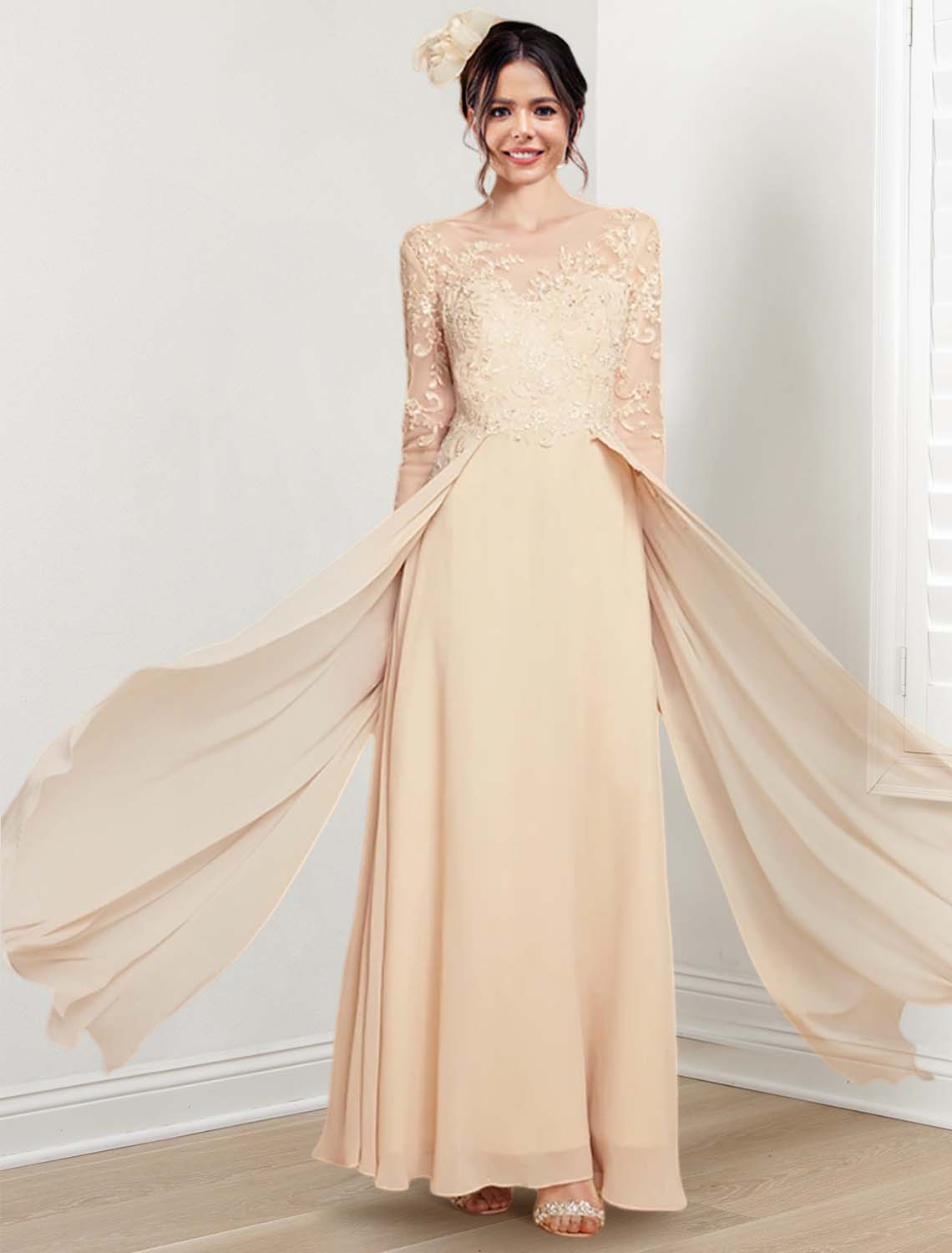 Jewel Neck Mother of the Bride A-Line Princess Dresses