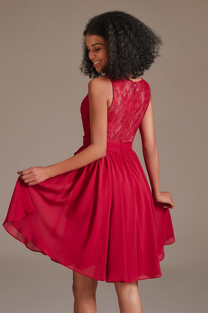 Red Lace Junior Bridesmaid Dress