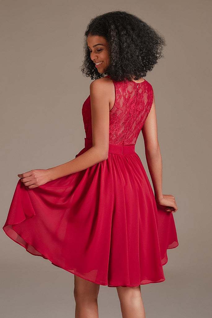 Red Lace Junior Bridesmaid Dress