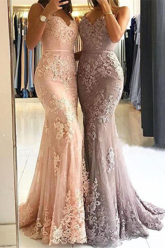 Lace Appliques Mermaid Evening Dress Long