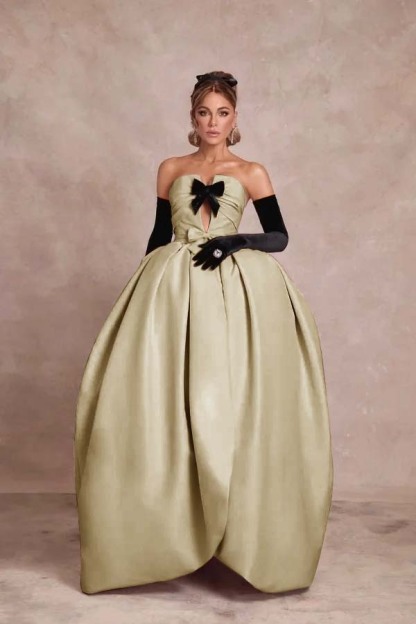 Strapless Sleeveless Long Ball Gown Formal Dress With Long Gloves