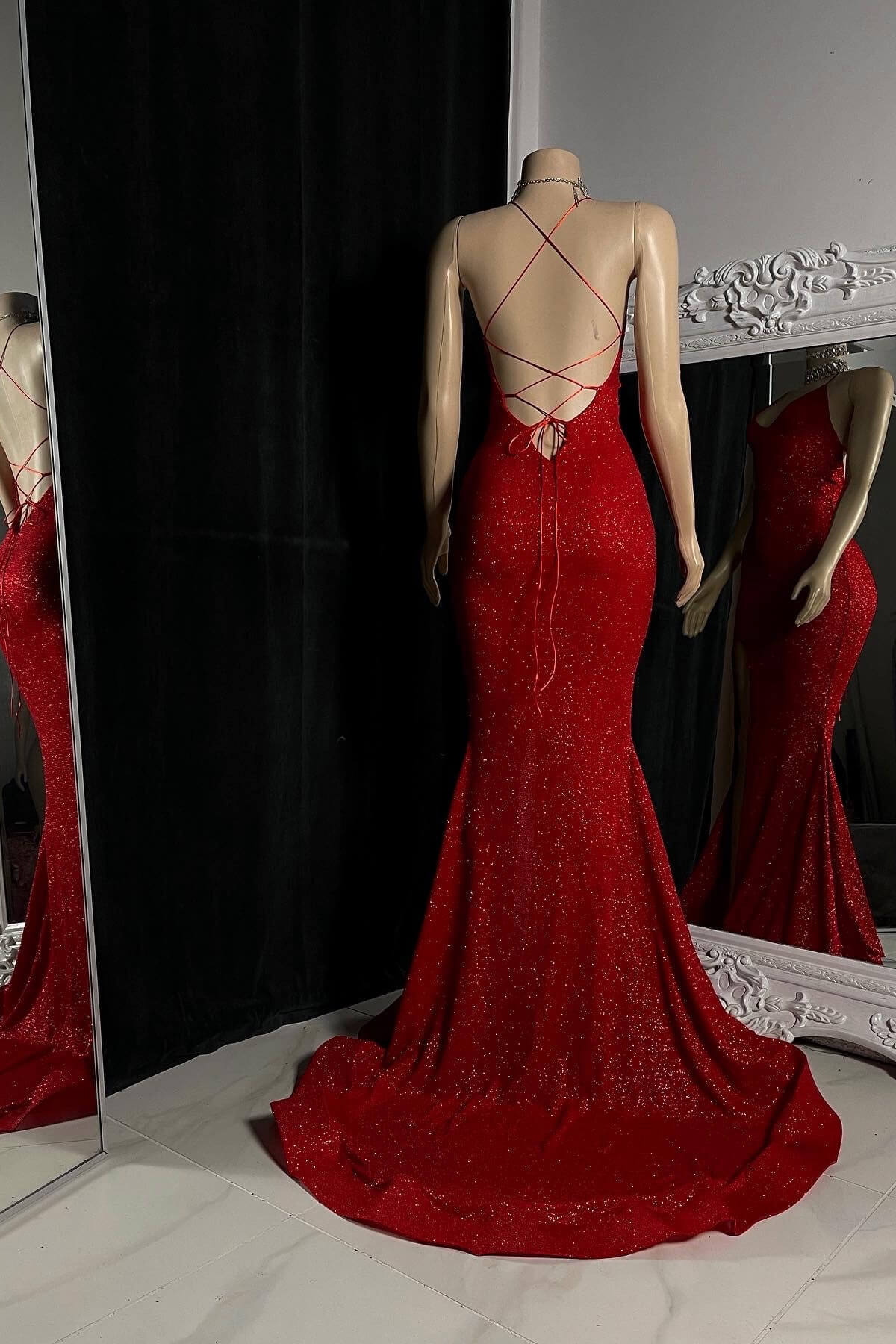 Red Sleeveless Stunning Evening Dress With Split
