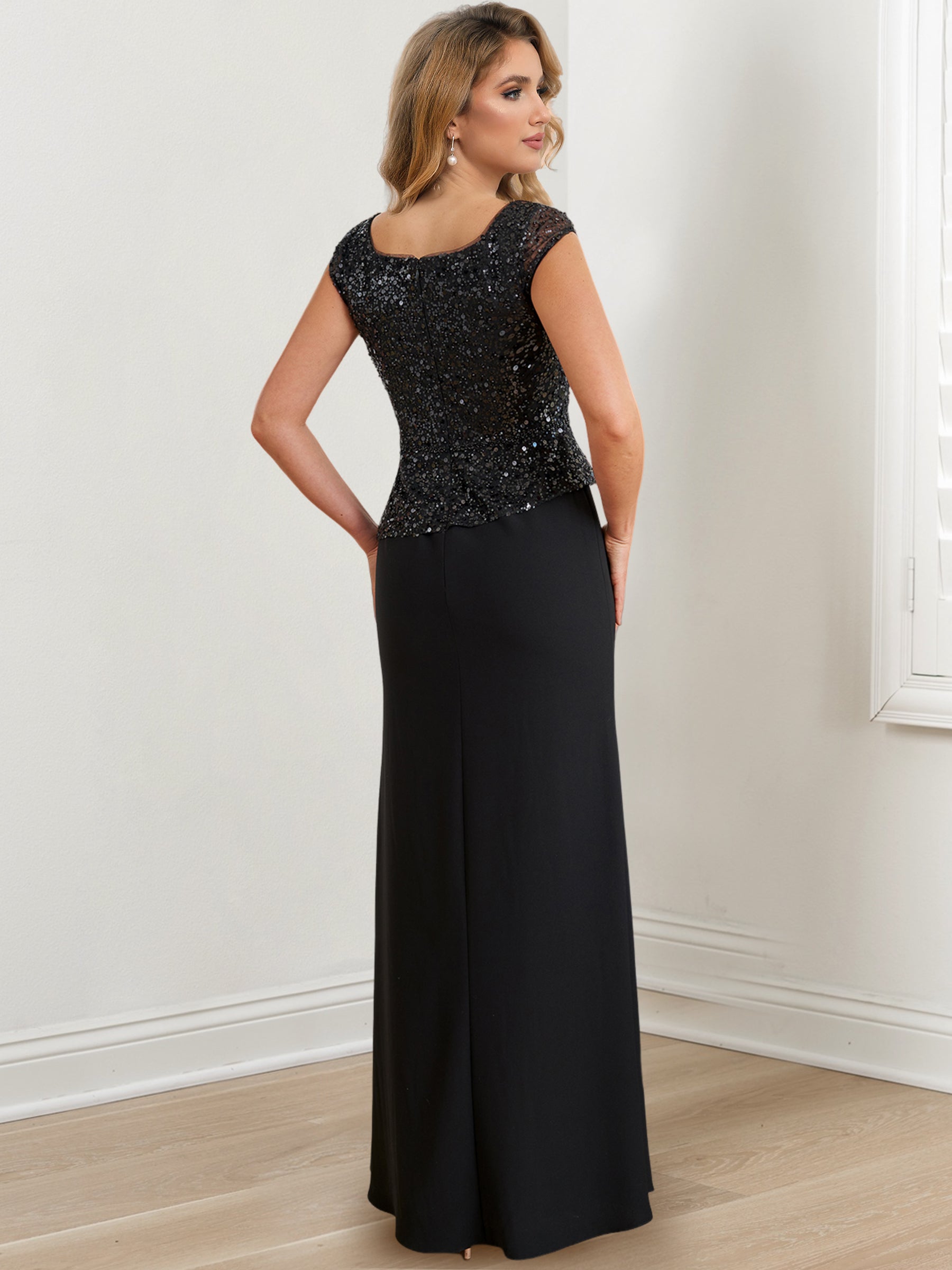 Square-Neck Floor-Length Sheath/Column Mother of the Bride Gowns