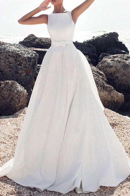 White Sleeveless Wedding Dress