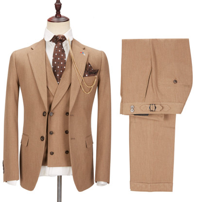 Fashion Brown Notched Lapel Dinner Bespoke Formal Man's Suit for Prom