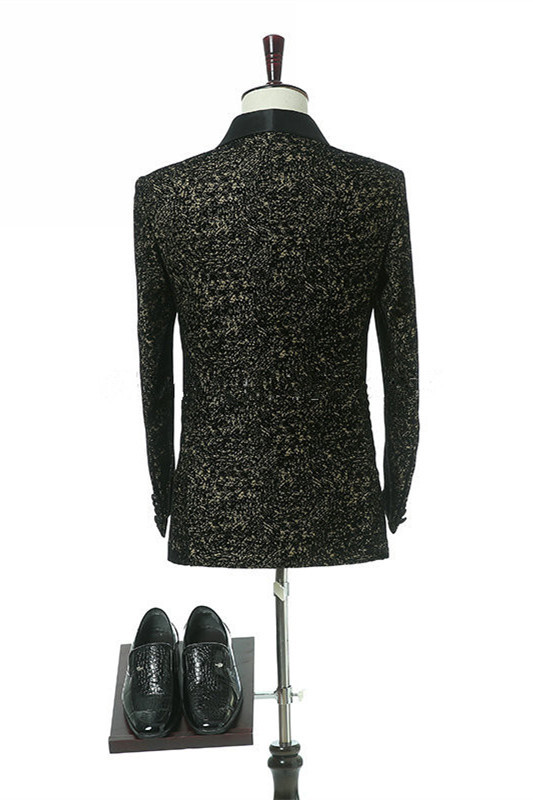 Elegant Black Slim-Fit Double-Breasted Shawl Lapel Wedding Tuxedo