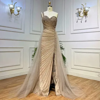 Gorgeous Lavender One shoulder Bead Embroidery Customizable Floor Length Formal Dress