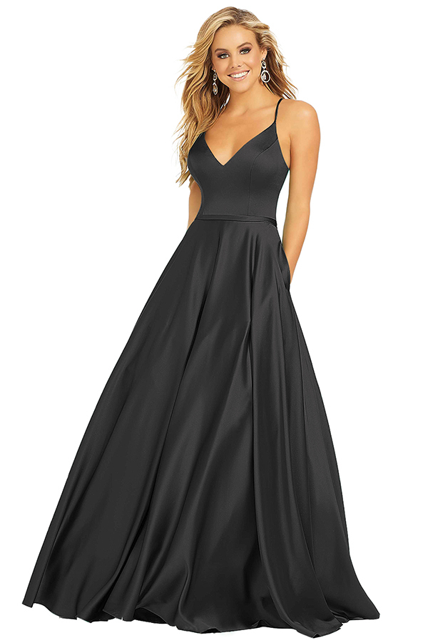 V-Neck Spaghetti-Straps Bridesmaid Dress with Pockets