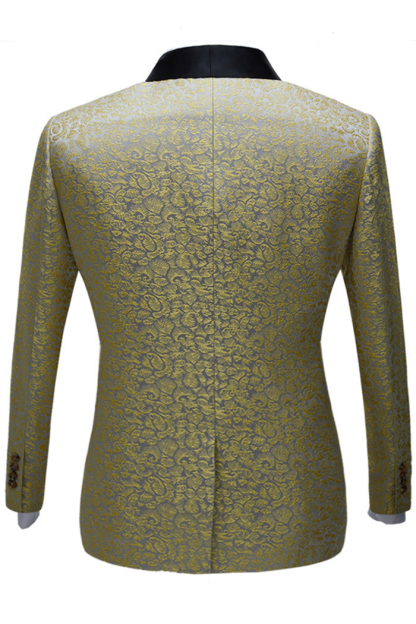 Gentle One-Button Wedding Suit with Jacquard Black Shawl Lapel