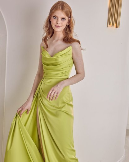 Fashionable Satin Maxi Strapless Wedding Guest or Prom Dress