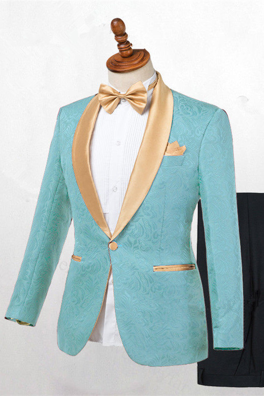 Stylish Jacquard Wedding Suit with Shawl Lapel for Men