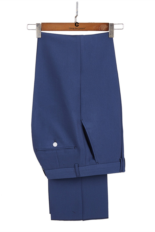 Stylish Simple Dark Blue Peaked Lapel Groomsmen Outfits