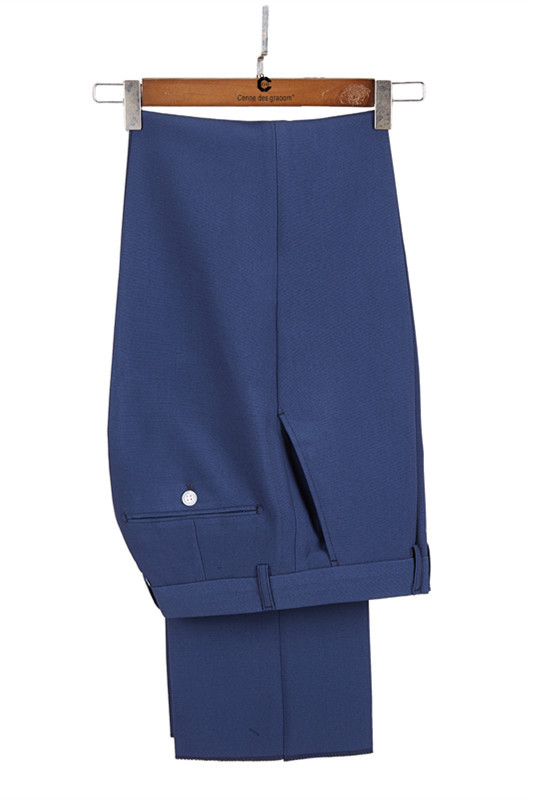 Stylish Simple Dark Blue Peaked Lapel Groomsmen Outfits