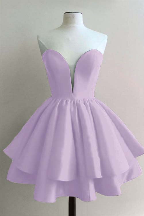 Fuchsia Charming Sweetheart Double Layer Bud Strapless Short Mini cocktail Dress