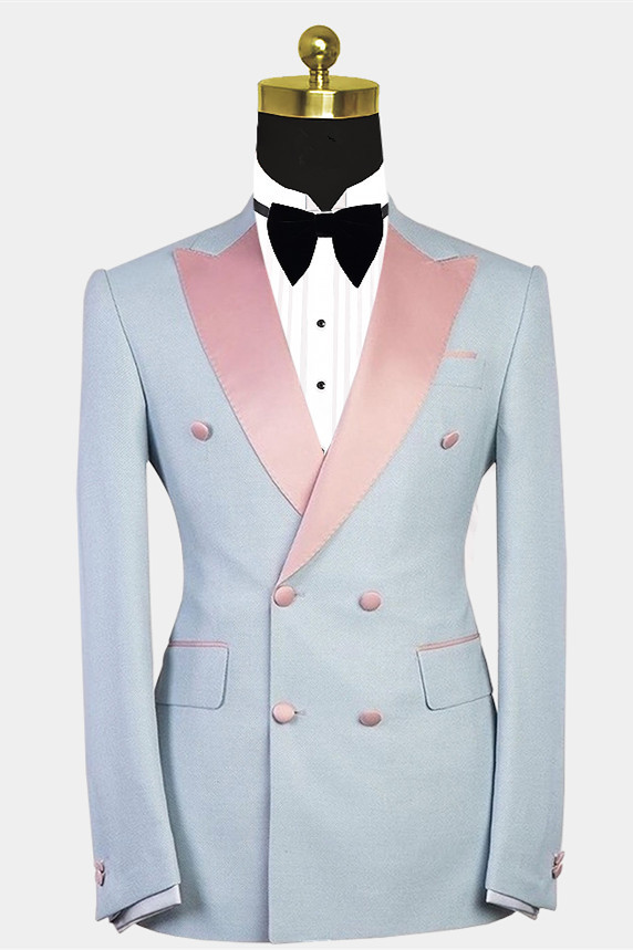 Chic Peaked Lapel Wedding Suit for Men with Double-Breasted
