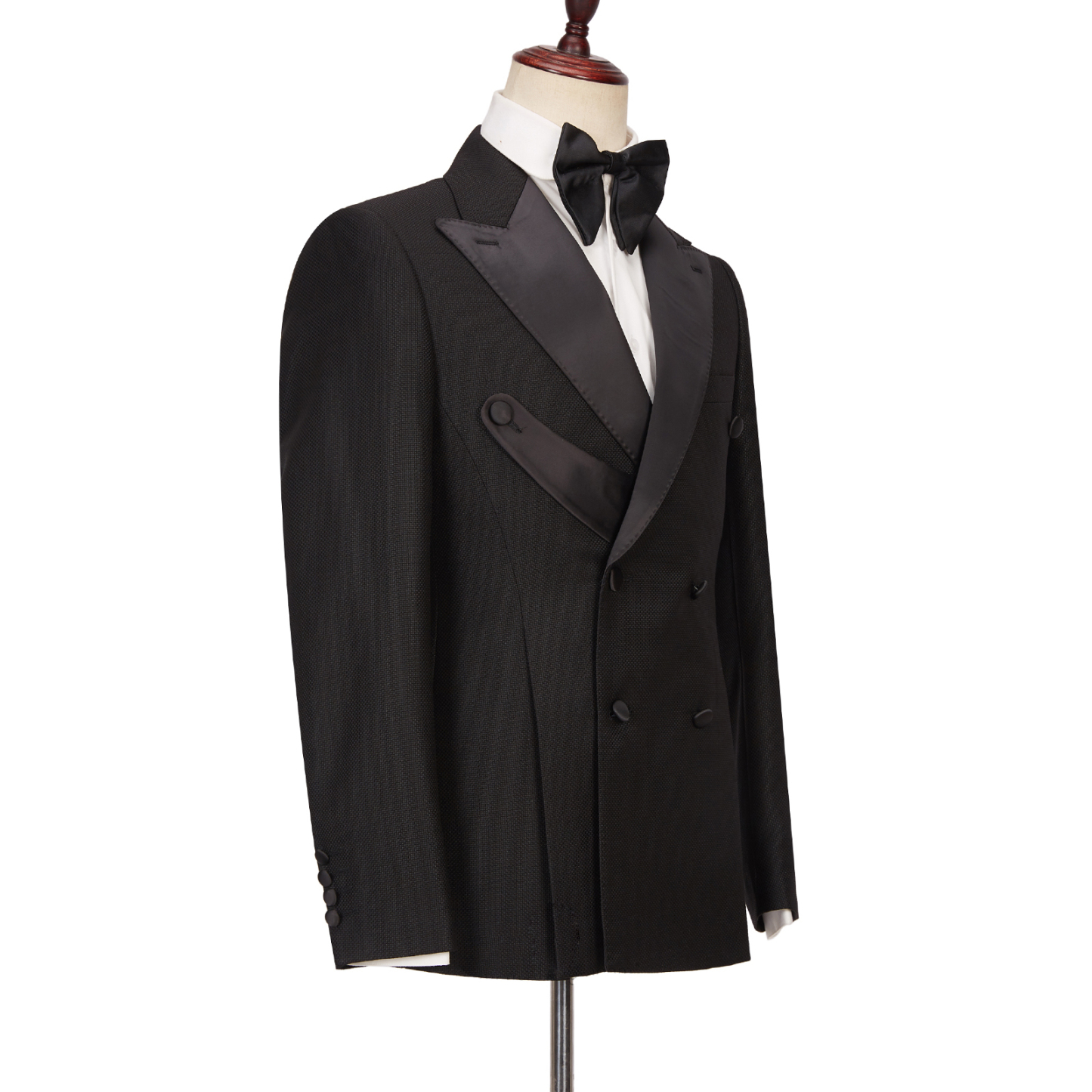 Latest Design Best-Fitted Black Double-Breasted Peaked Lapel Men's Suits