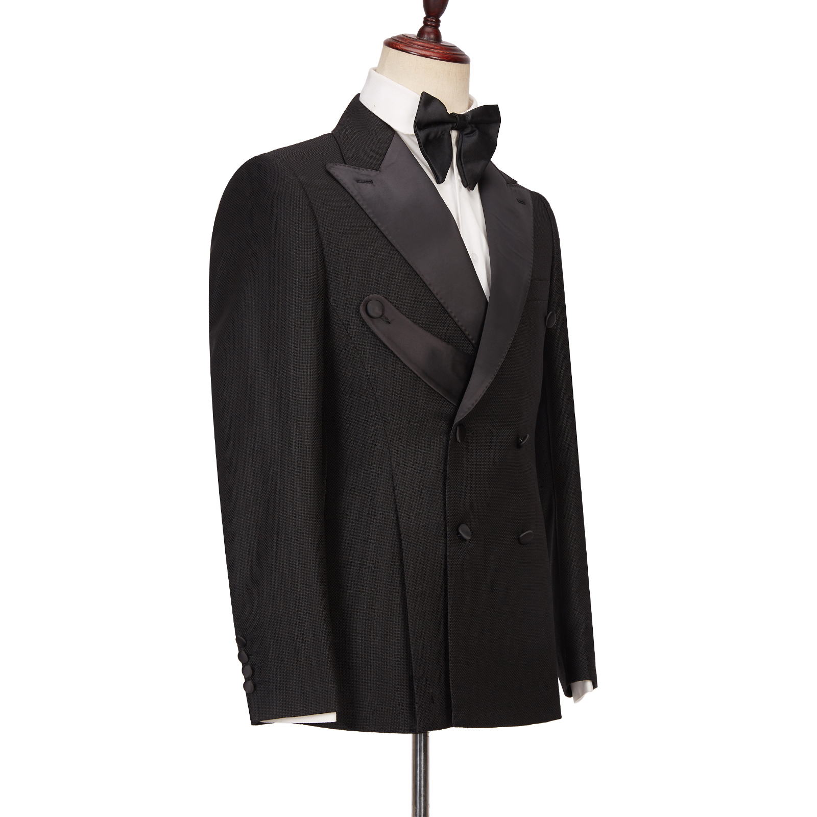 Latest Design Best-Fitted Black Double-Breasted Peaked Lapel Men's Suits