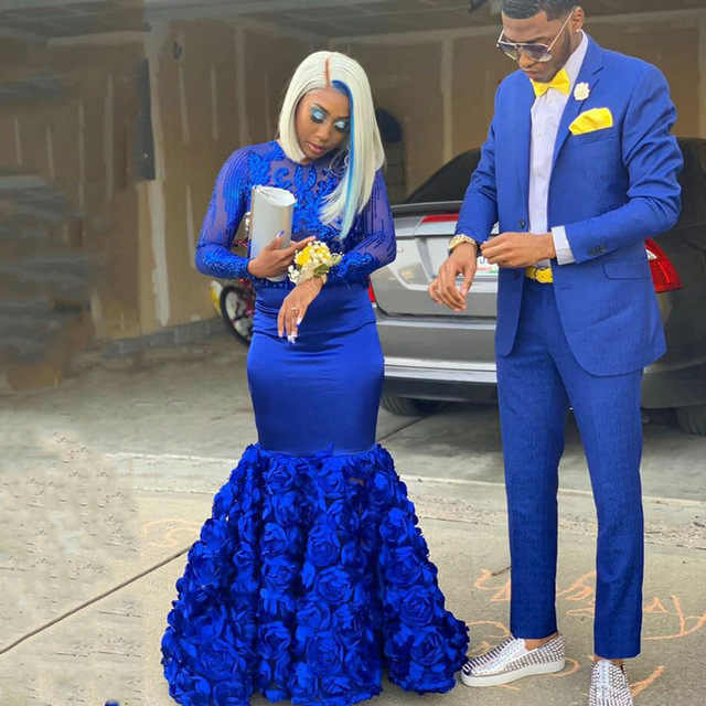 Elegant Royal Blue Notch Lapel Party Prom Suit for Man