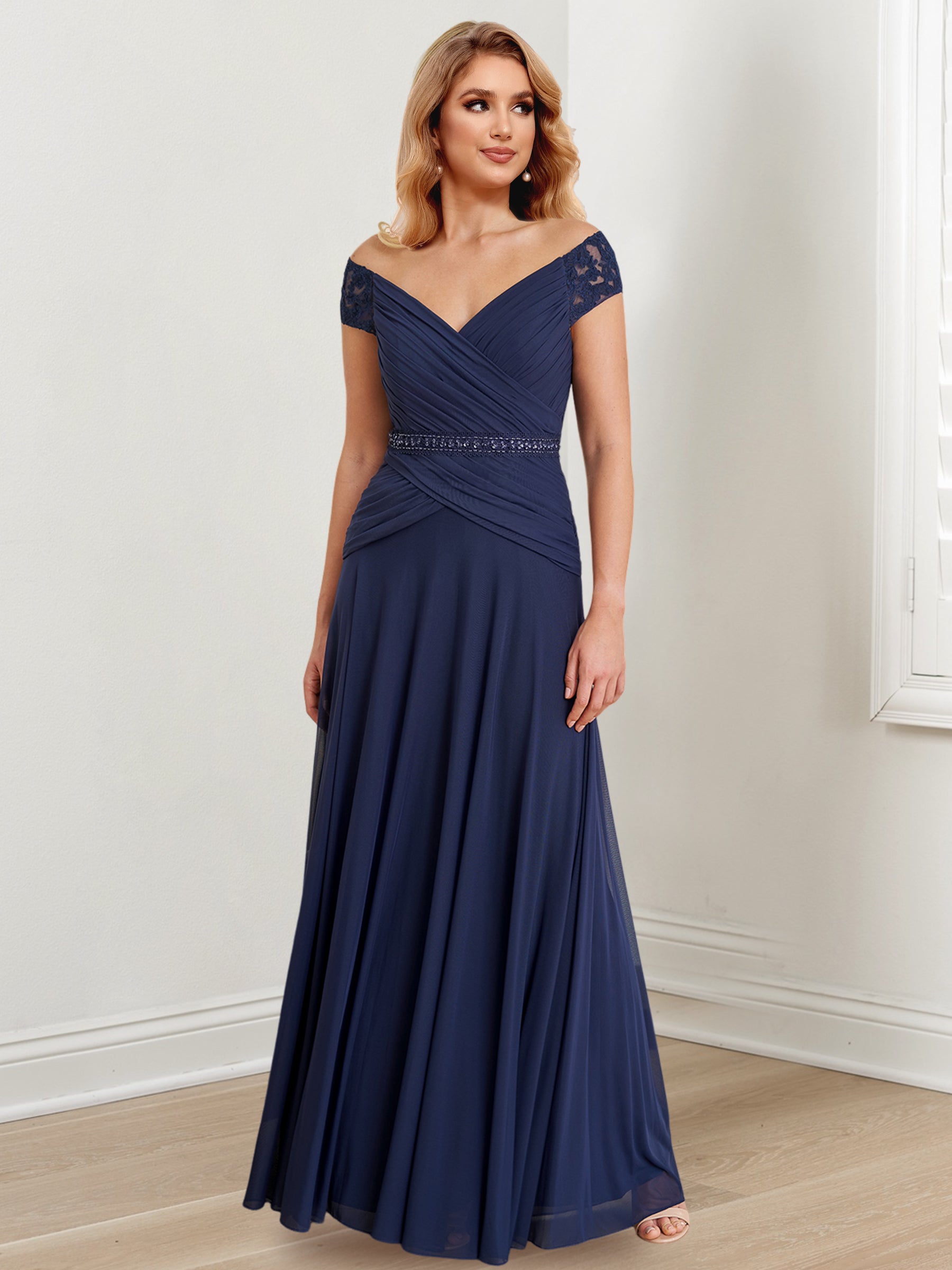 Floor-Length Off-the-Shoulder Mother of the Bride A-Line/Princess Dresses