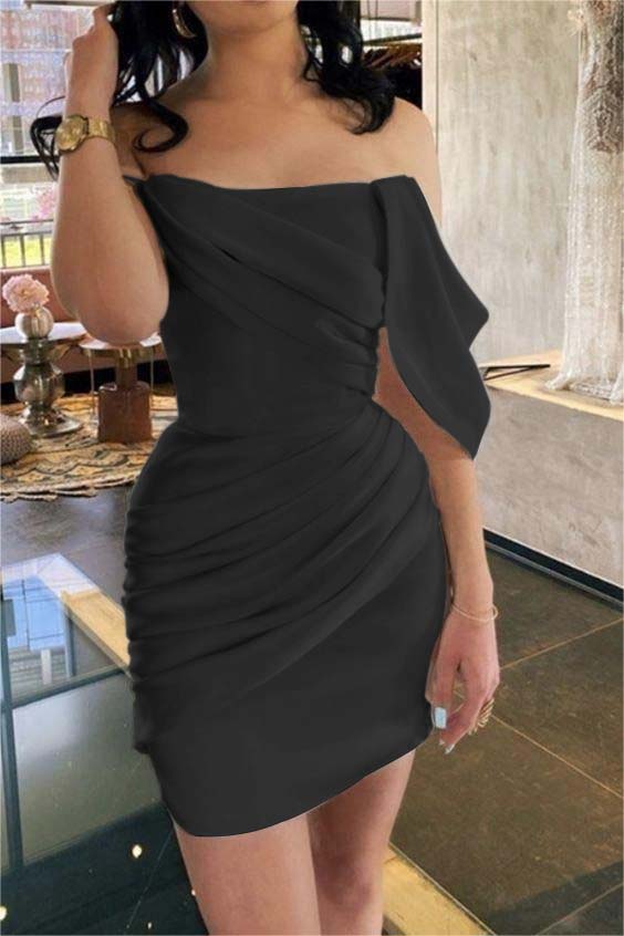 Elegant Strapless White Short Mini cocktail Dress With Pleats