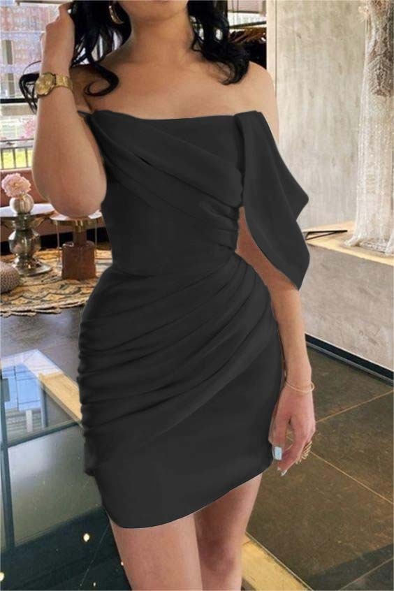 Elegant Strapless White Short Mini cocktail Dress With Pleats