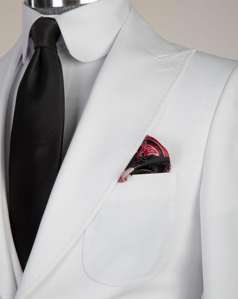 Newest White Peaked Lapel Three-Piece Men's Suit for Business