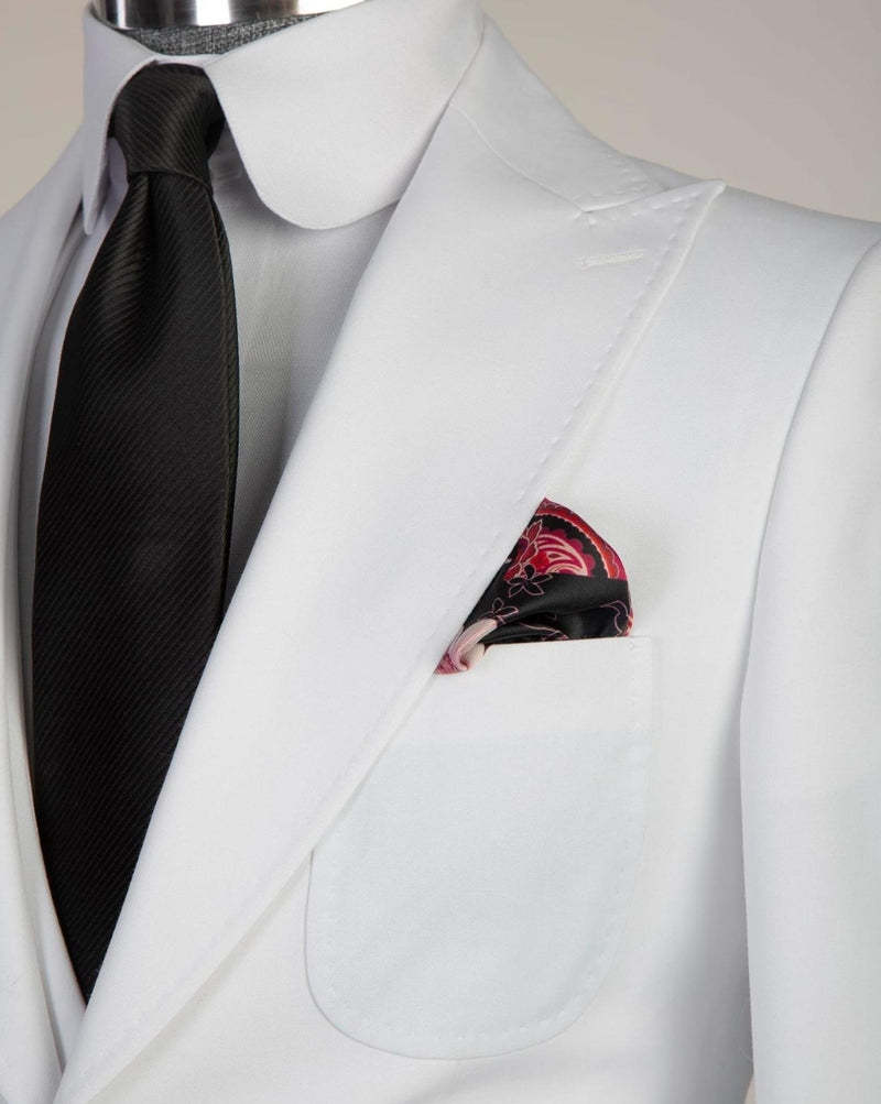 Newest White Peaked Lapel Three-Piece Men's Suit for Business