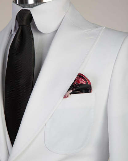 Newest White Peaked Lapel Three-Piece Men's Suit for Business