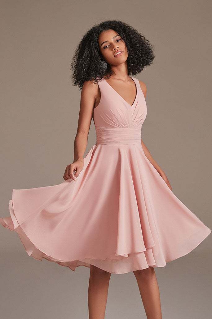 Sleeveless Dusty Pink Short Bridesmaid Dress