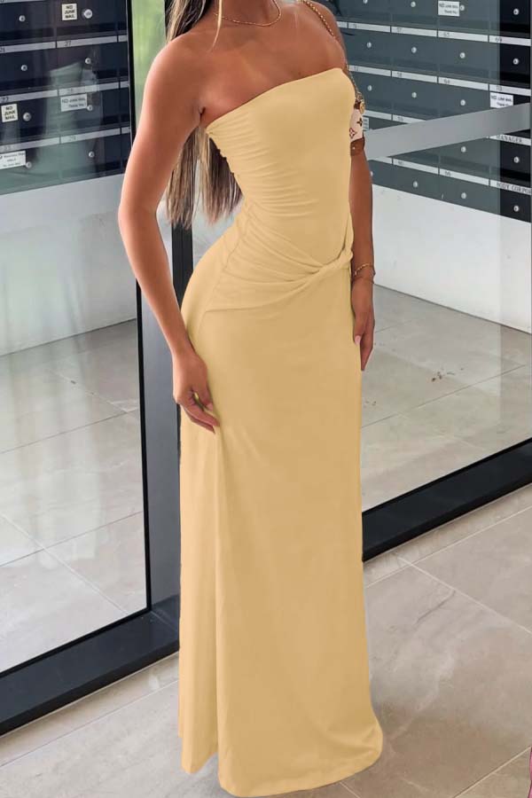 Chic Strapless Sleeveless Long Mermaid Formal Dress With Pleated