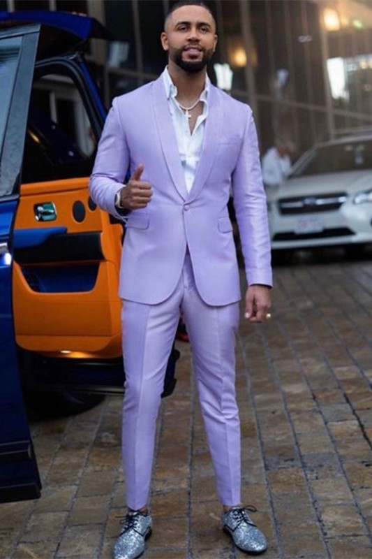 Glamorous Slim Fit Purple Two-Piece Homecoming Suit for Guys