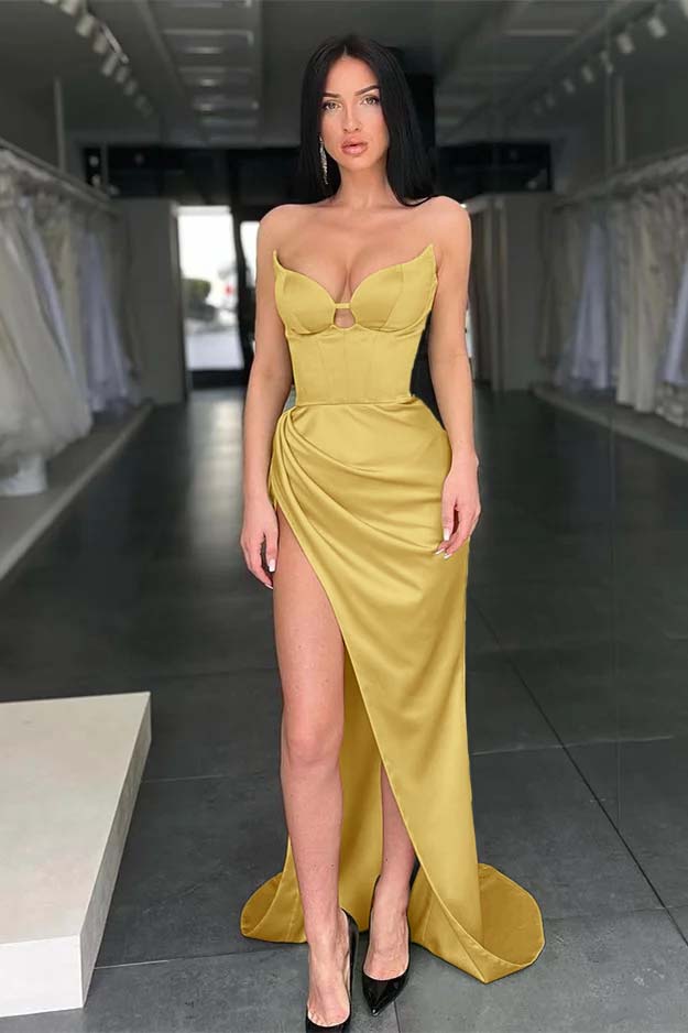 Light Green Mermaid Sweetheart Evening Dress With Split
