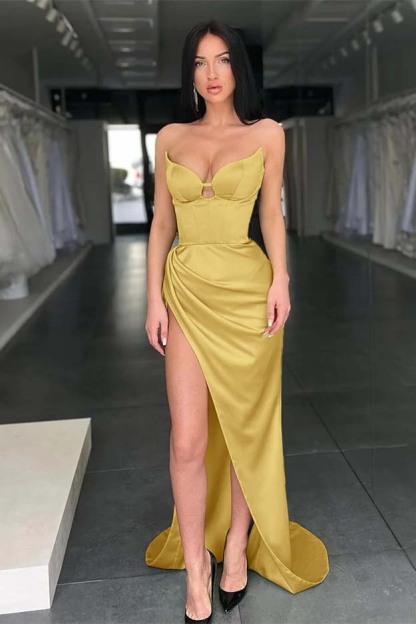 Light Green Mermaid Sweetheart Evening Dress With Split