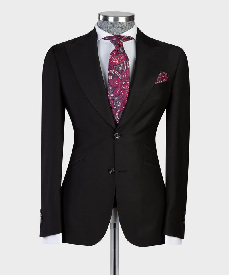 Stylish Black Peaked Lapel Bespoke Men's Suits for Business