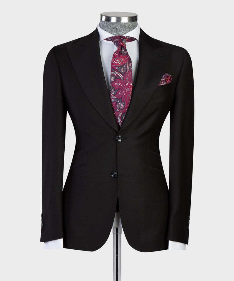Stylish Black Peaked Lapel Bespoke Men's Suits for Business