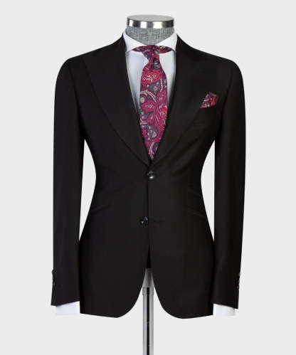 Stylish Black Peaked Lapel Bespoke Men's Suits for Business