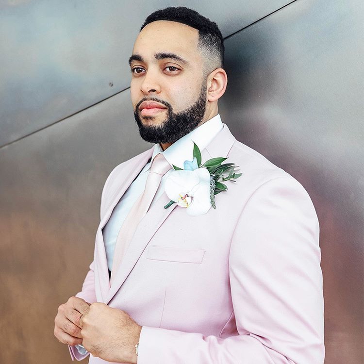 Pink Notched Lapel Two-Piece Slim Fit Dinner Prom Suits for Guys