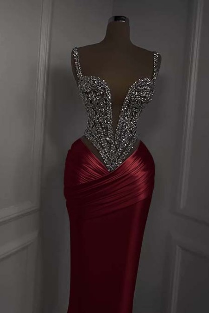 Spaghetti Strap Sweetheart Sleeveless Long Formal Dress With Beading