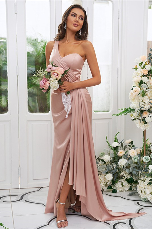 One-Shoulder Bridesmaid Dress with Split