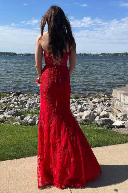 Strapless Black Prom Dress Featuring Appliques