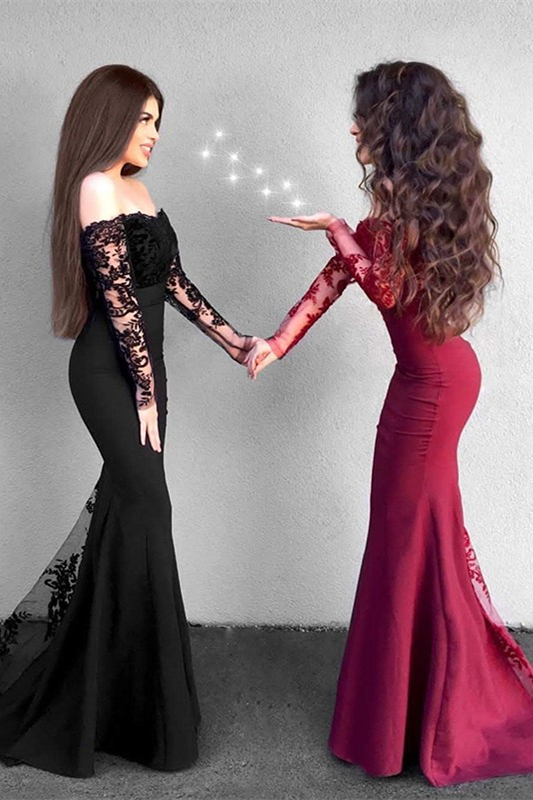 Lace Long Sleeves Mermaid Evening Dress
