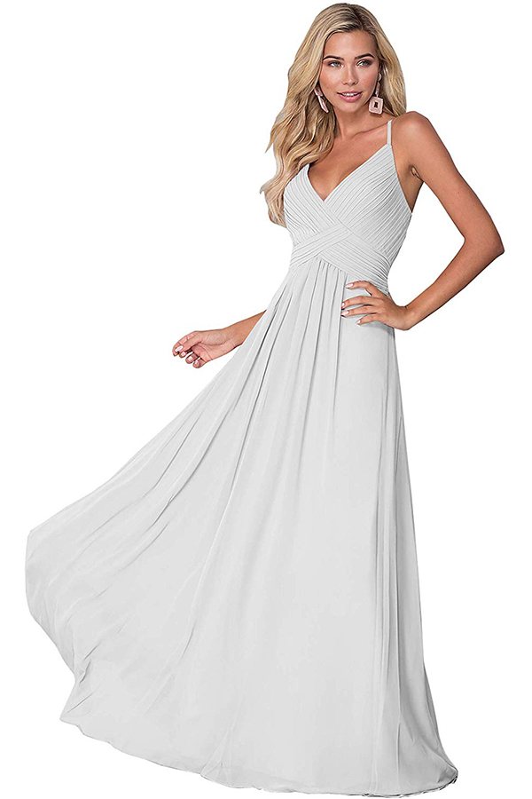 V-Neck Spaghetti-Straps Bridesmaid Dress