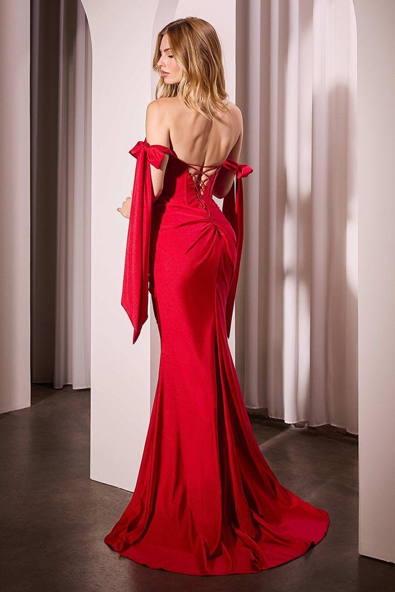 Off the Shoulder Sleeveless Mermaid Long Formal Dress With Split