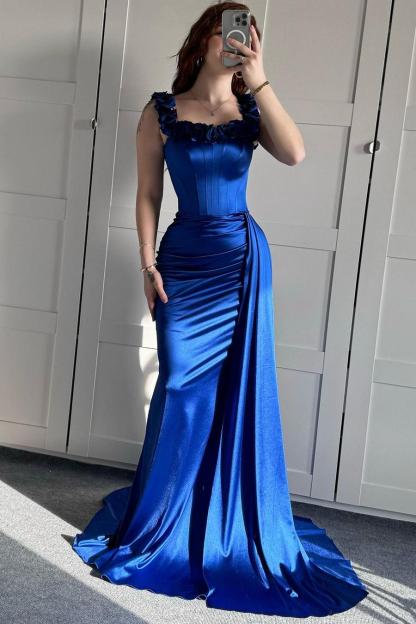Off the Shoulder Sleeveless Mermaid Long Formal Dress With Ruffles